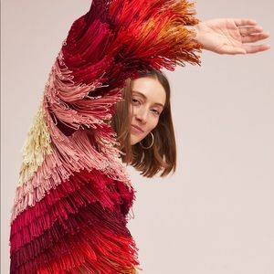 Anthropologie ombré fringe jacket coat